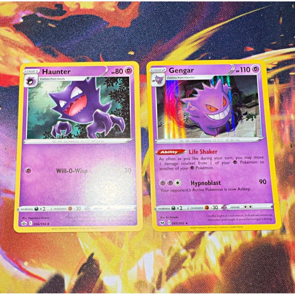 Pokemon TCG Gengar Holo Rare NM 085/202 Sword & Shield + Haunter 056/198